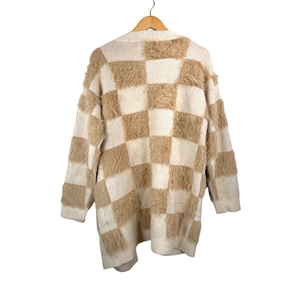 Threaded‎ Leaf Oversized super soft fur knit cardigan 90s preppy - Picture 2 of 7